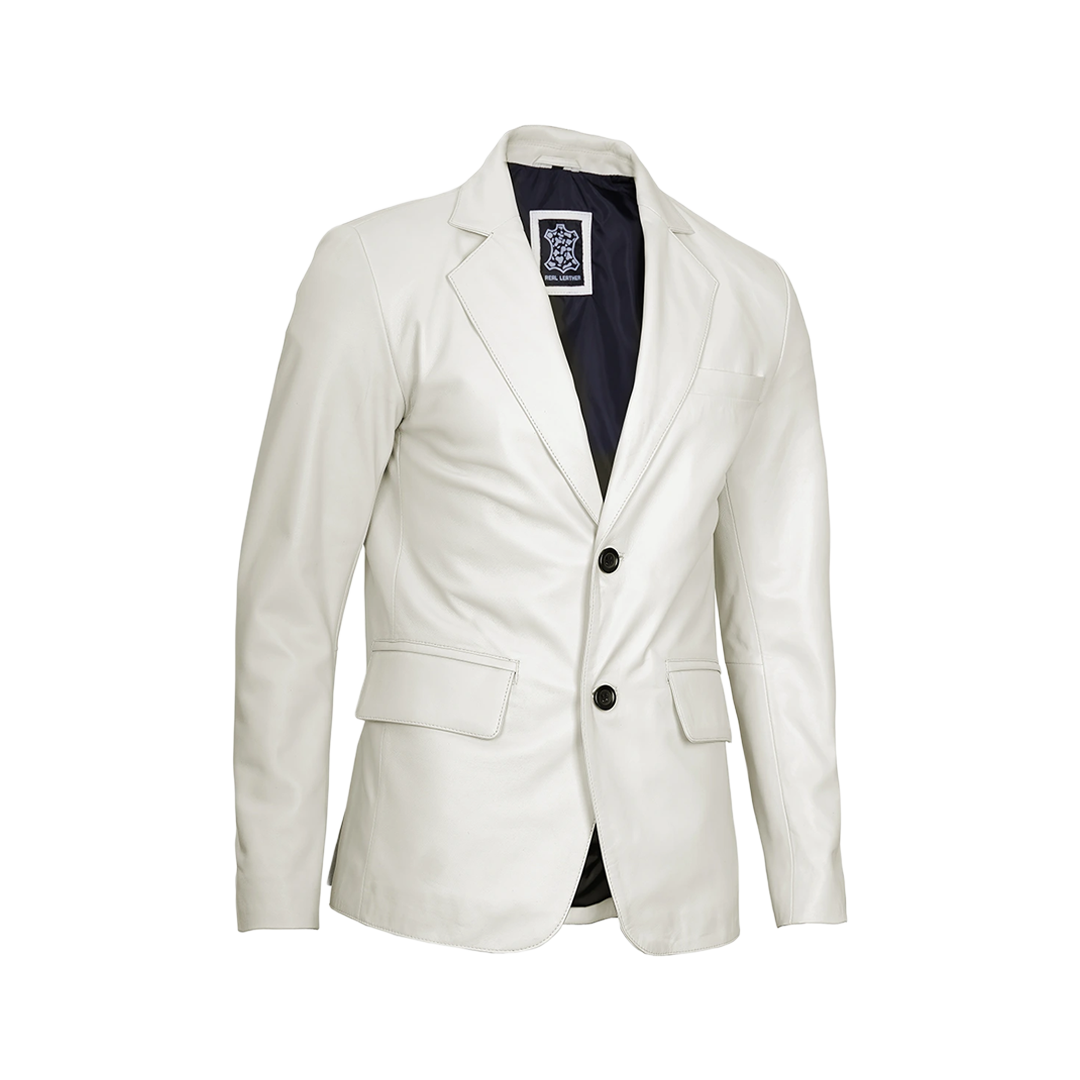 Men's Off White Blazer Real Leather Jacket