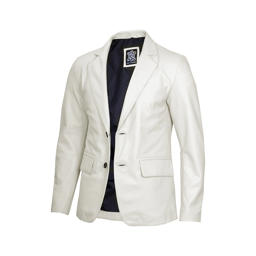 Men's Off White Blazer Real Leather Jacket