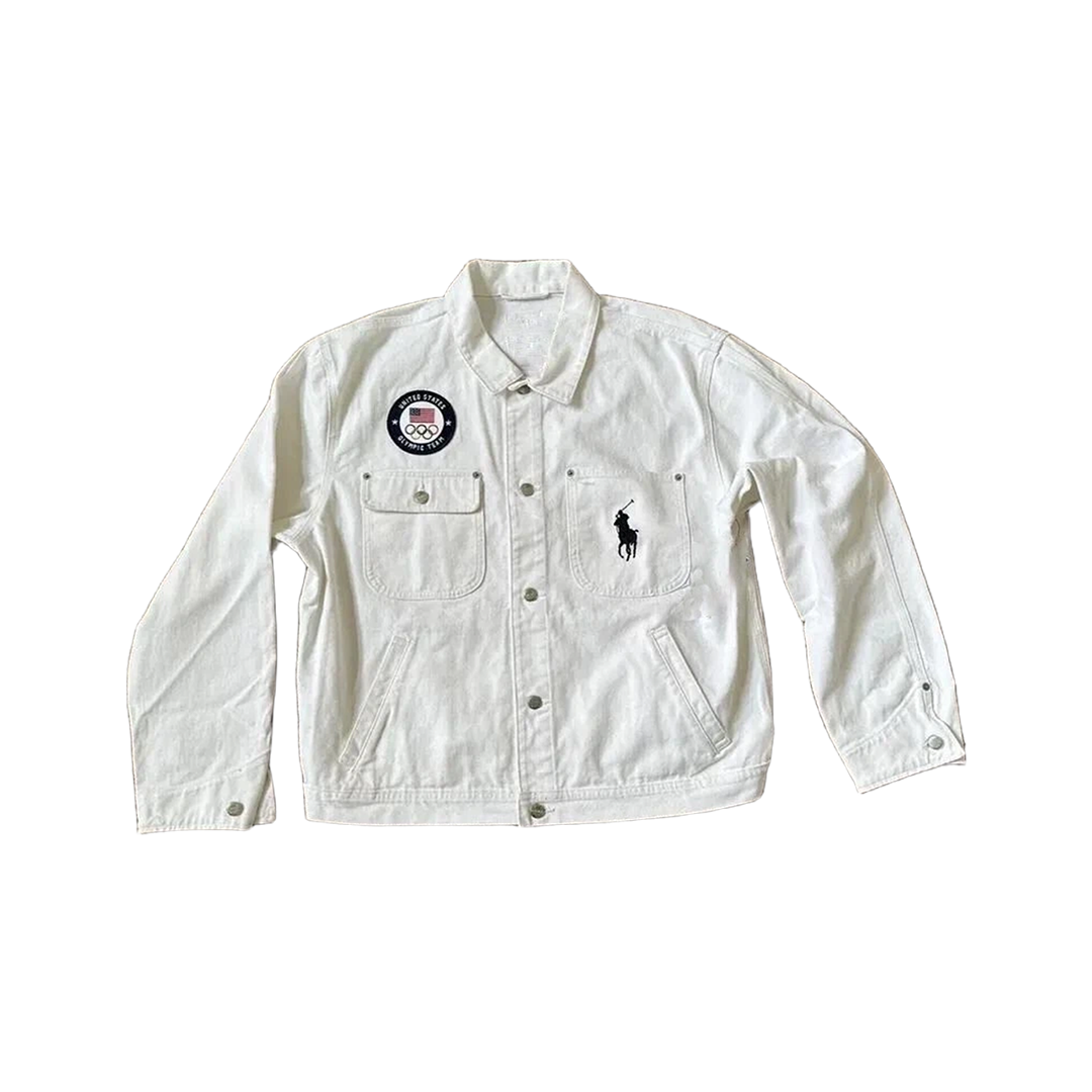 Men's Polo Ralph Lauren Olympic Opening Ceremony USA WHITE Denim Jacket