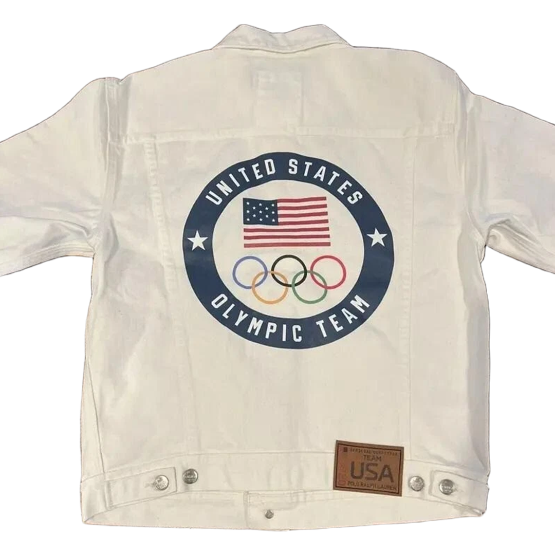 Men's Polo Ralph Lauren Olympic Opening Ceremony USA WHITE Denim Jacket