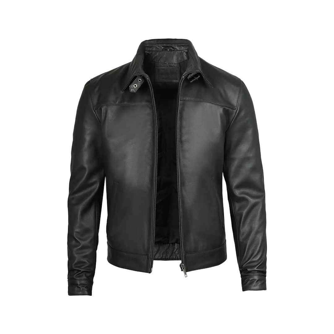Men's Premium Black Harrington Leather Jacket