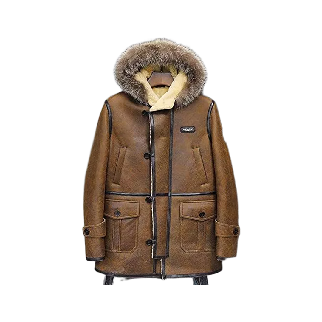 Men's RAF B3 Bomber Flight Aviator Shearling Sheep Skin Leather Jacket Coat