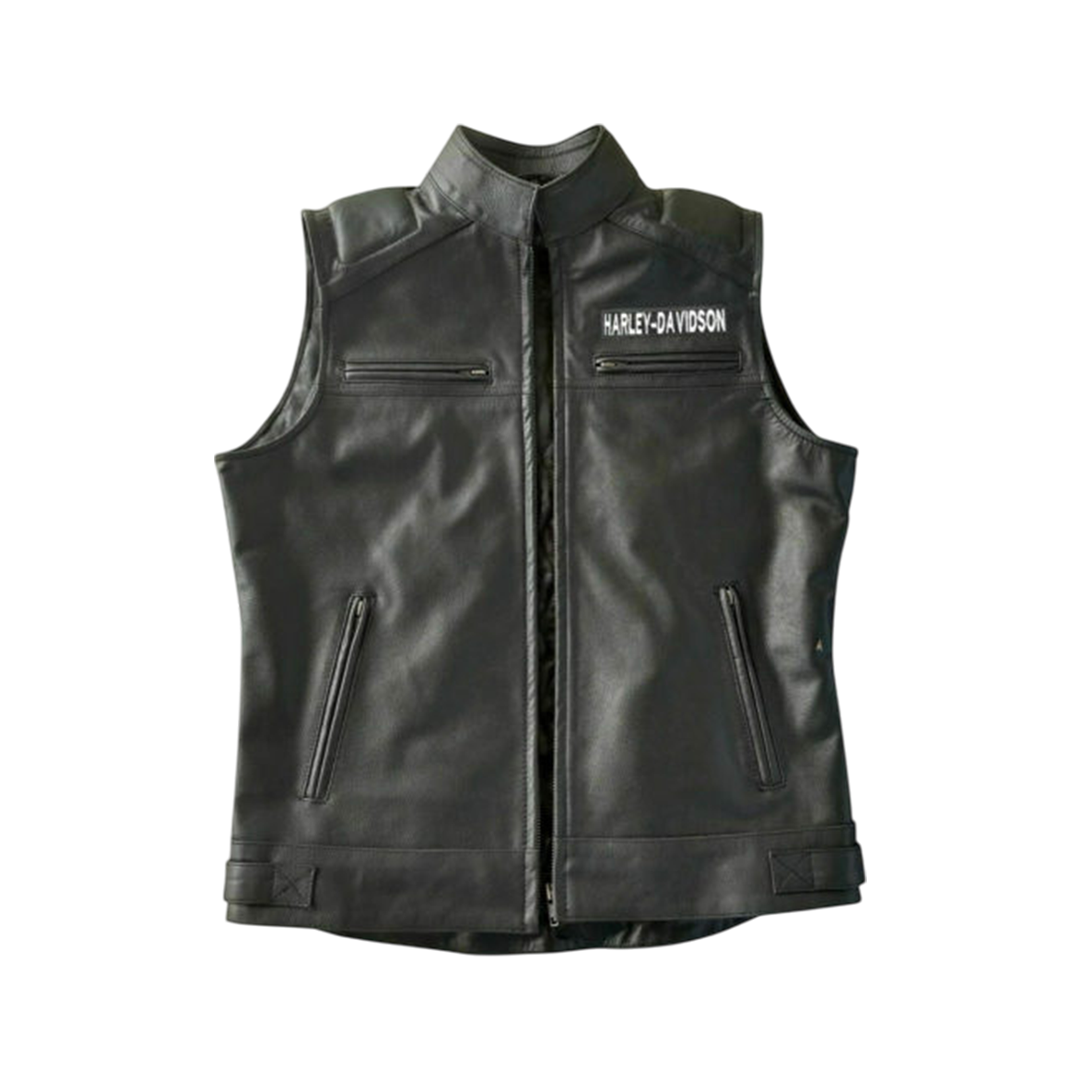Men’s Real Leather Harley Davidson Vest Cafe Racer Upper