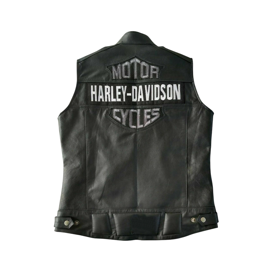 Men’s Real Leather Harley Davidson Vest Cafe Racer Upper