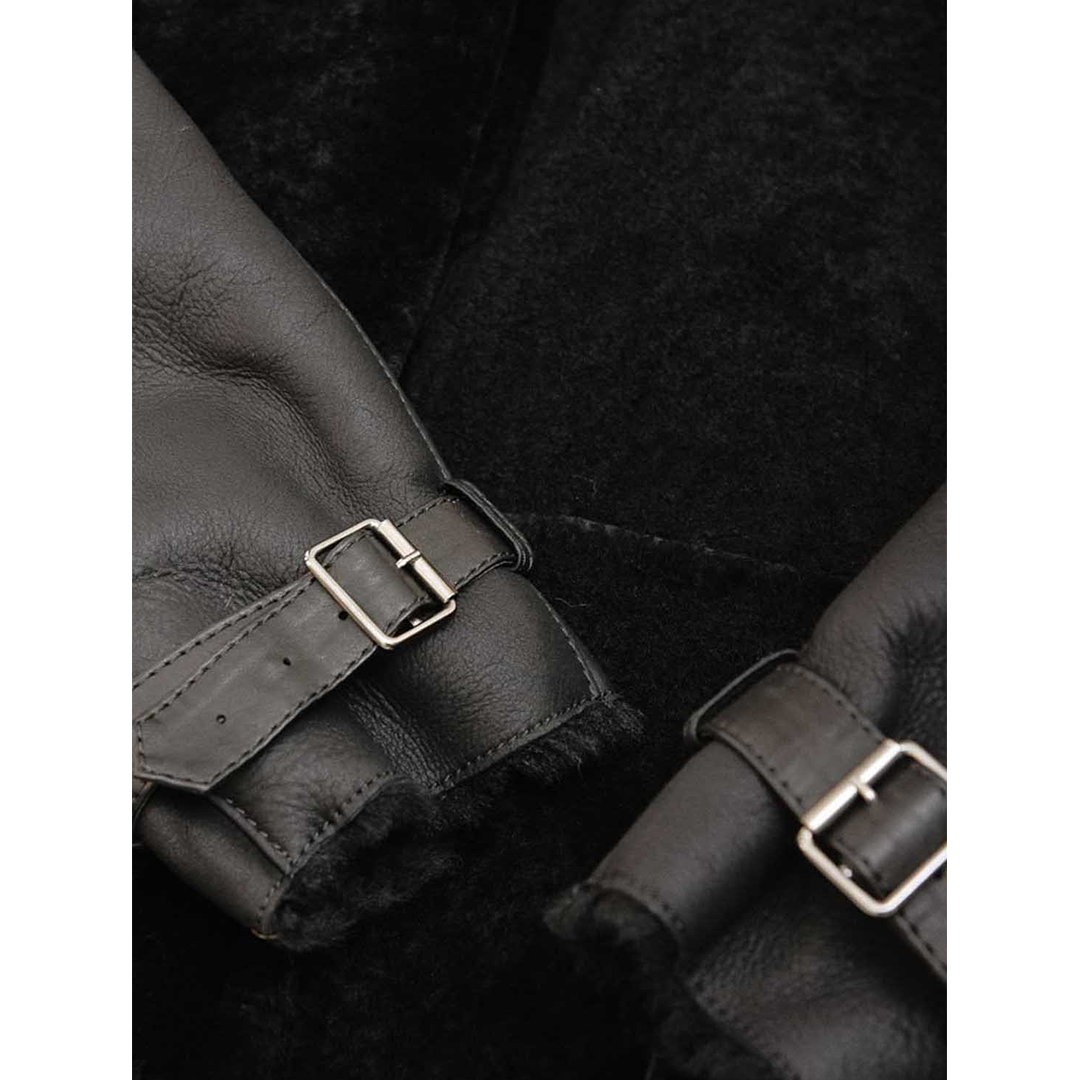 Men’s Sheepskin Biker Jacket In Black