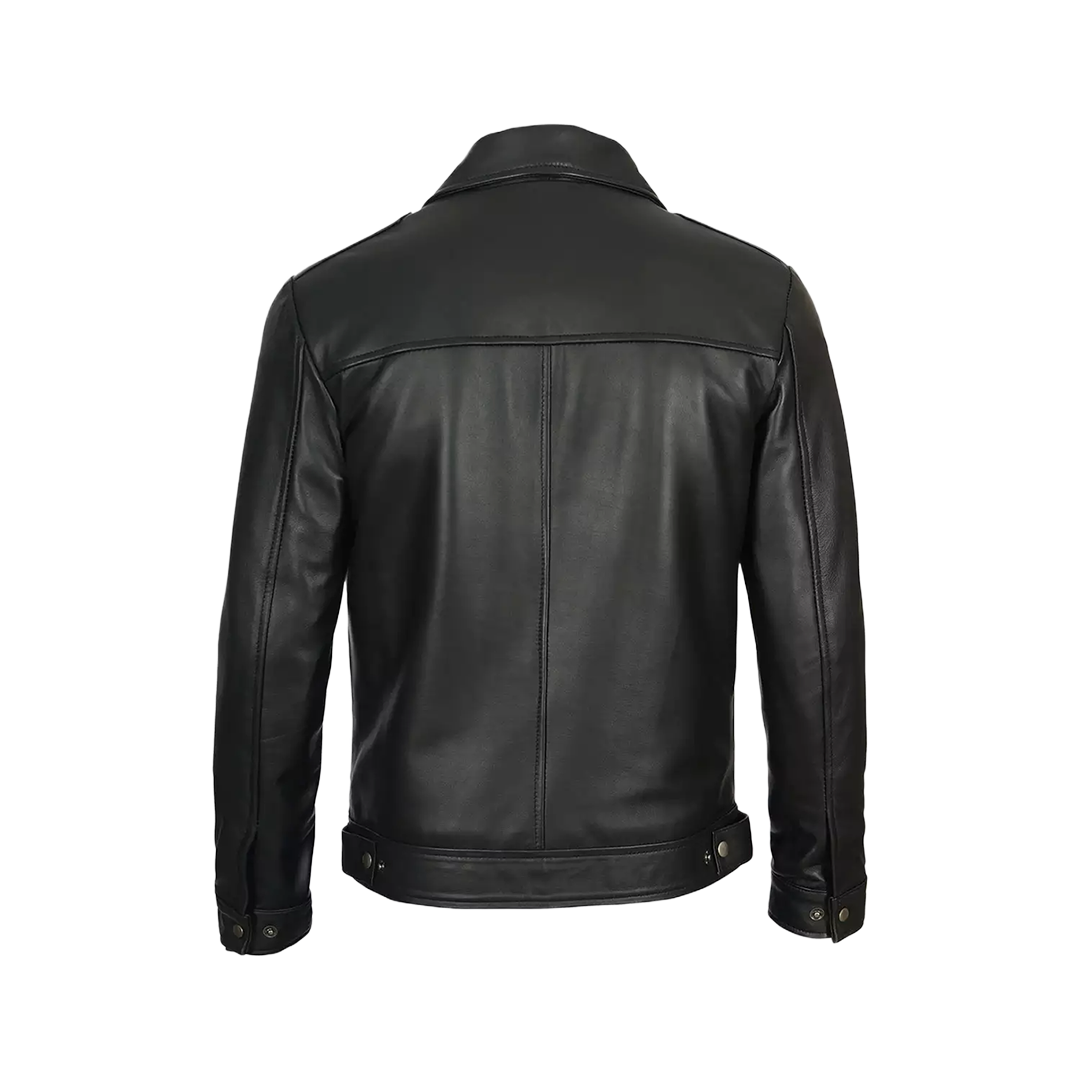 Men's Tall Harrington Black Leather Jacket