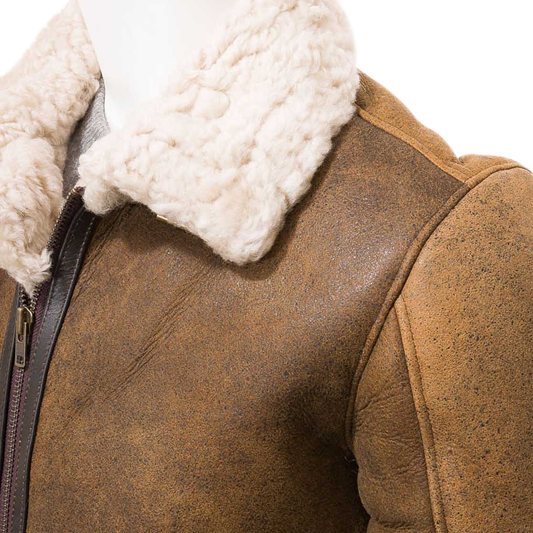Men’s Tan Sheepskin Aviator Jacket