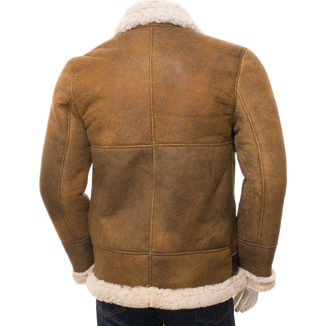 Men’s Tan Sheepskin Aviator Jacket