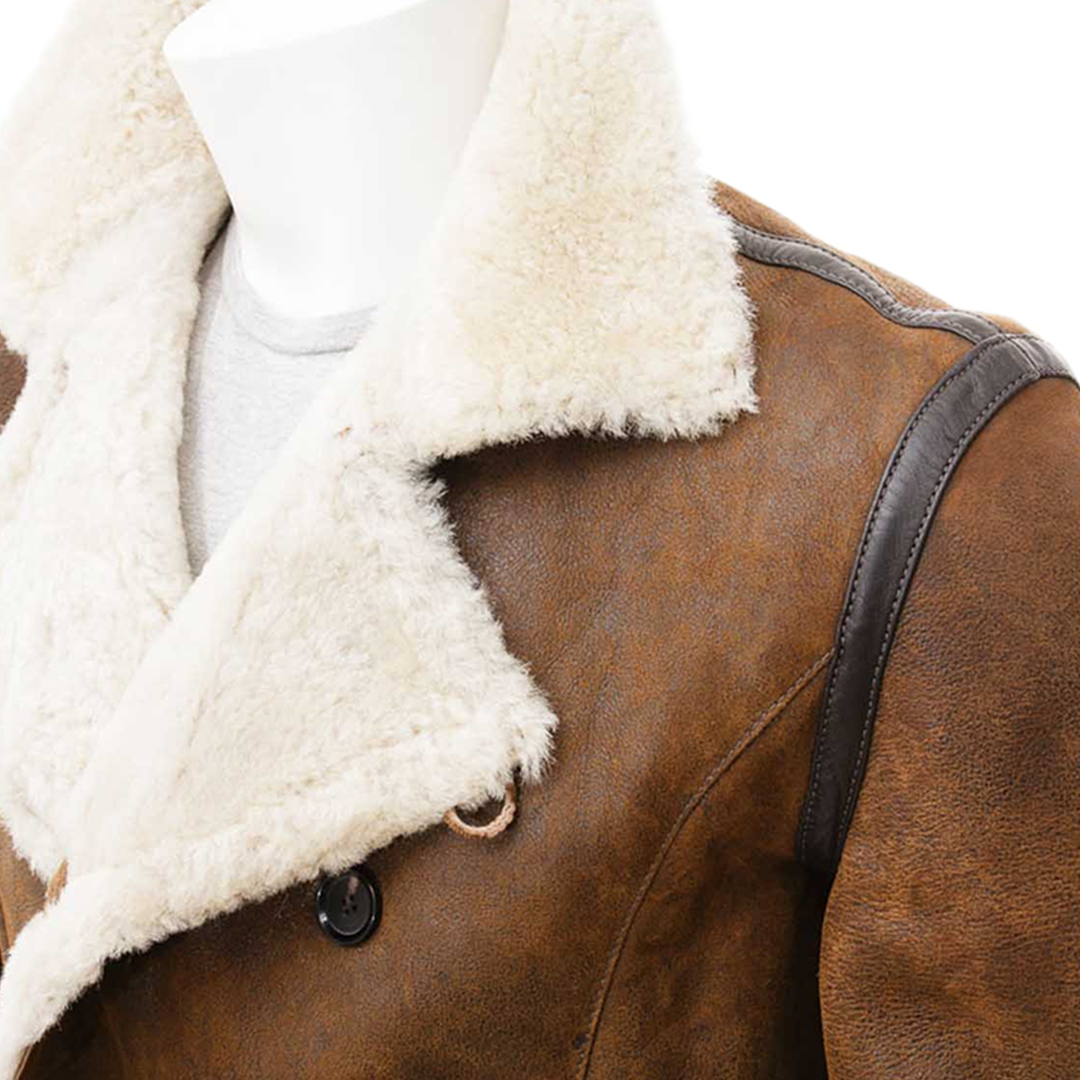 Men’s Tan Sheepskin Peacoat