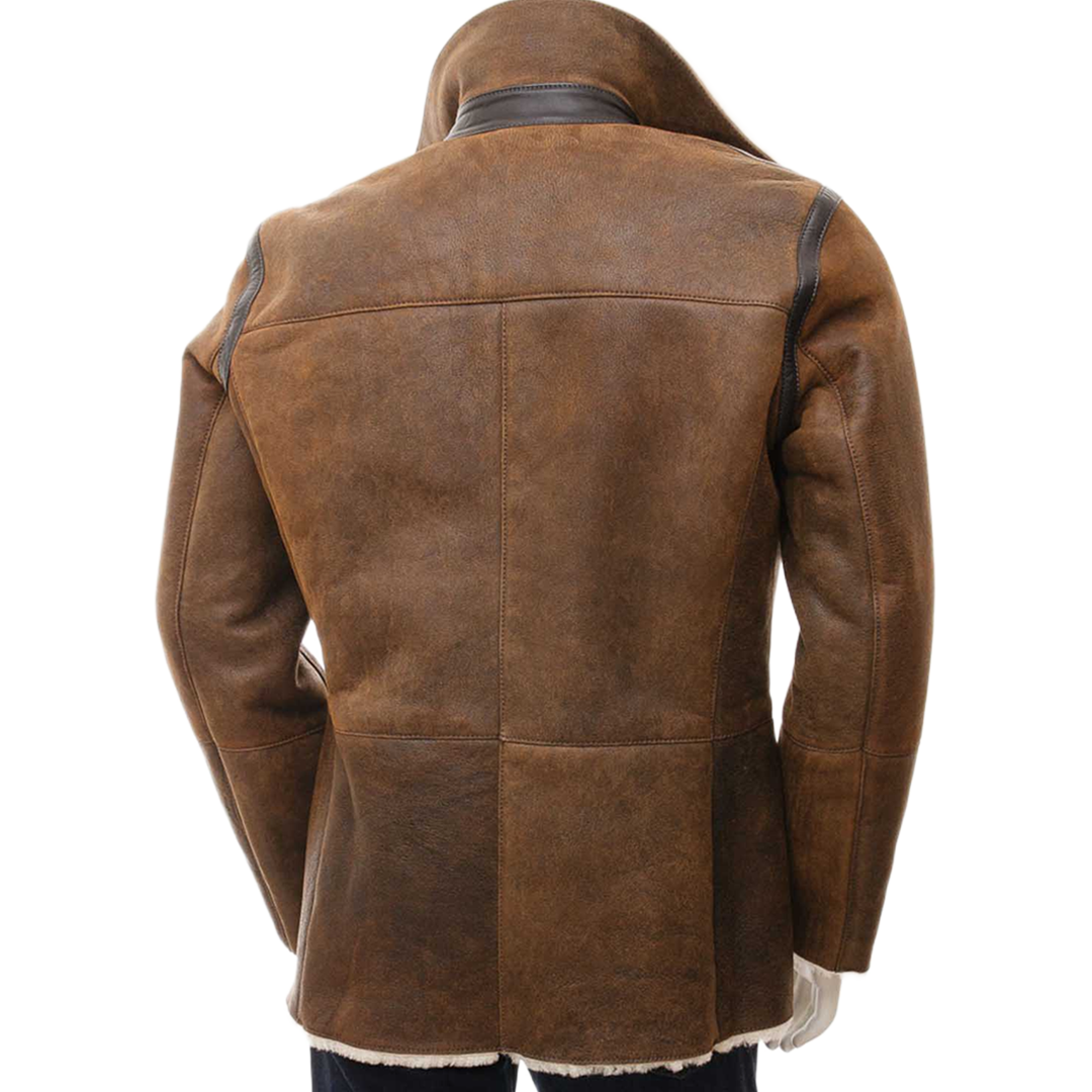 Men’s Tan Sheepskin Peacoat