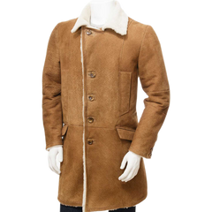 Men’s Tan Sheepskin Trench Coat