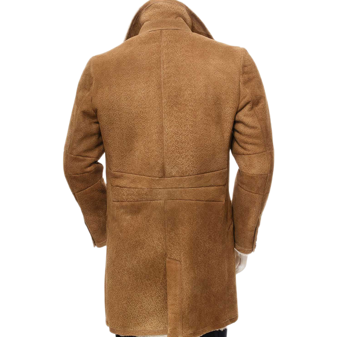 Men’s Tan Sheepskin Trench Coat