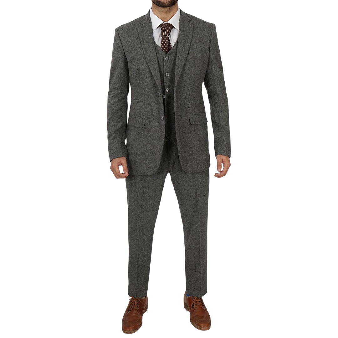 Men's Vintage 3-Piece Grey Tweed Suit for Prom