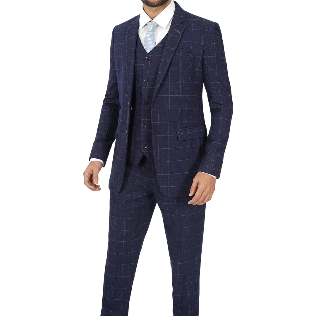 Men's Vintage 3-Piece Navy Blue Prom Suit - Wedding Suit