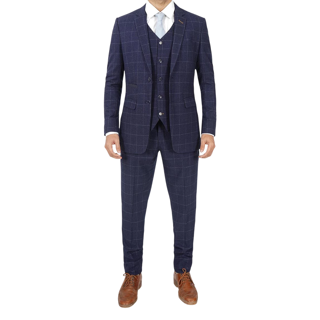 Men's Vintage 3-Piece Navy Blue Prom Suit - Wedding Suit