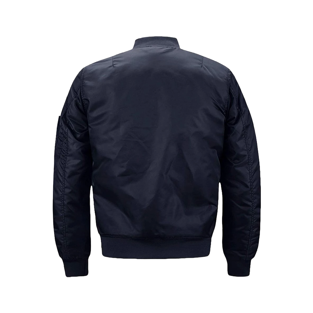 Men's Windproof Navy Blue Bomber Jacket