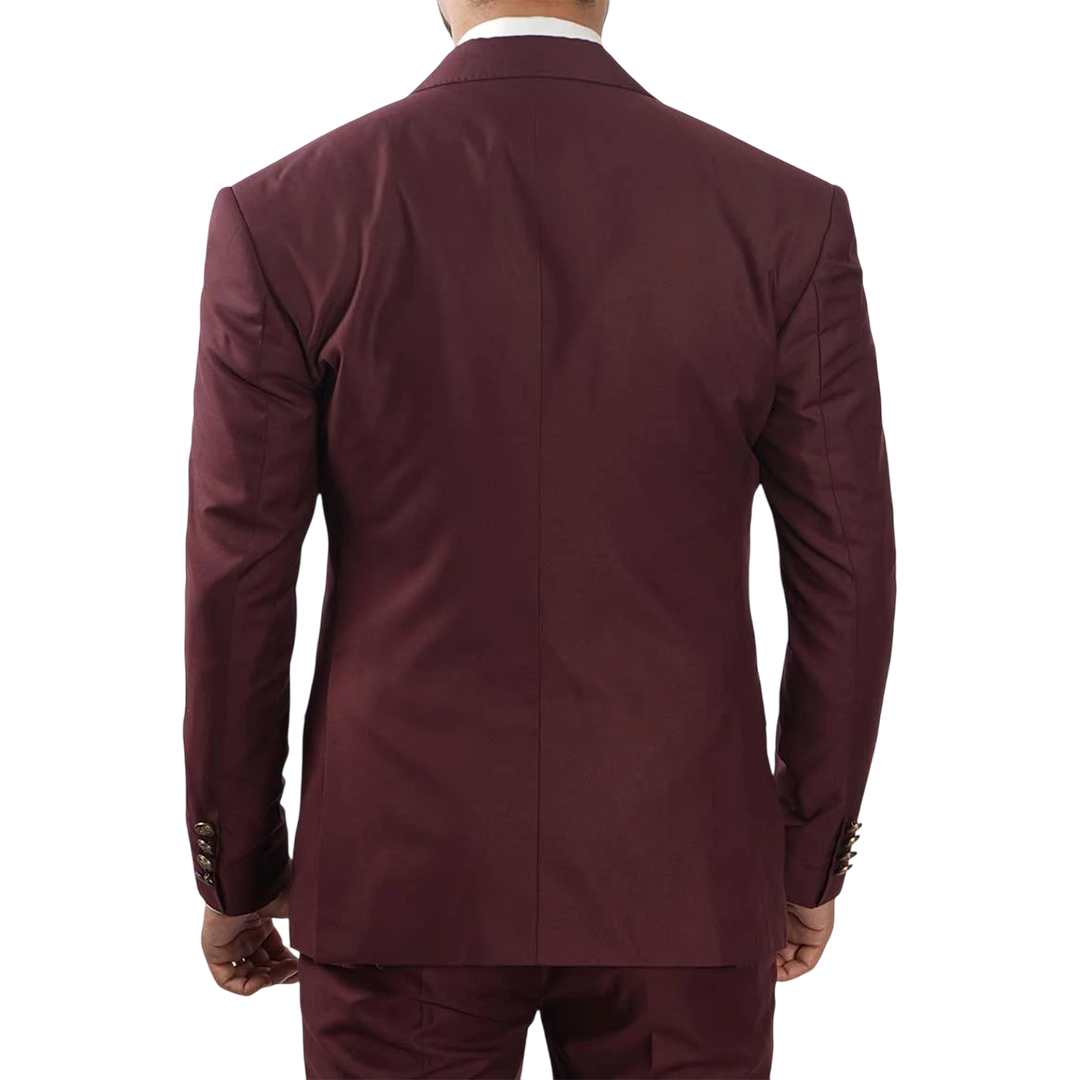 Morgan Burgundy Three Piece Suit For Men
