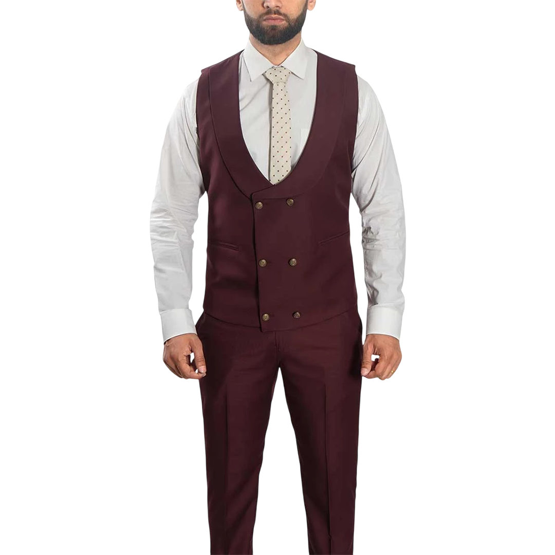 Morgan Burgundy Three Piece Suit For Men