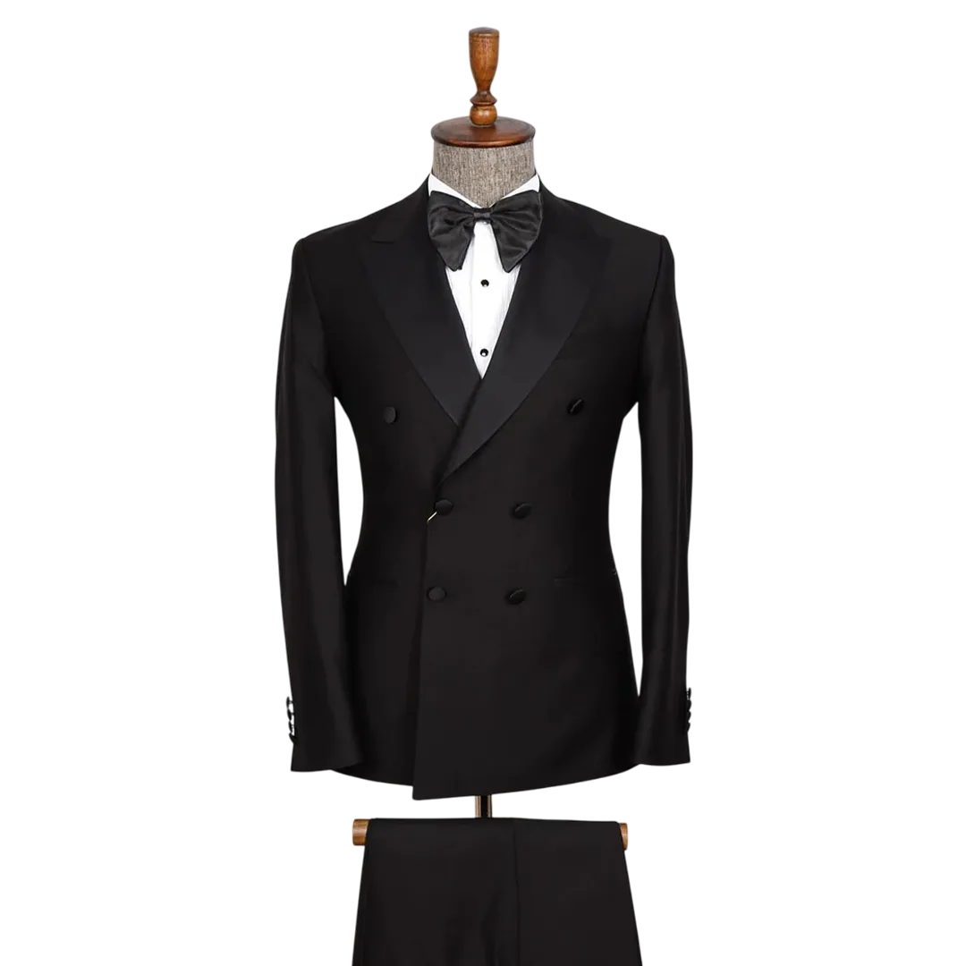 Murrin Men's Double Breasted Two Piece Black Tuxedo