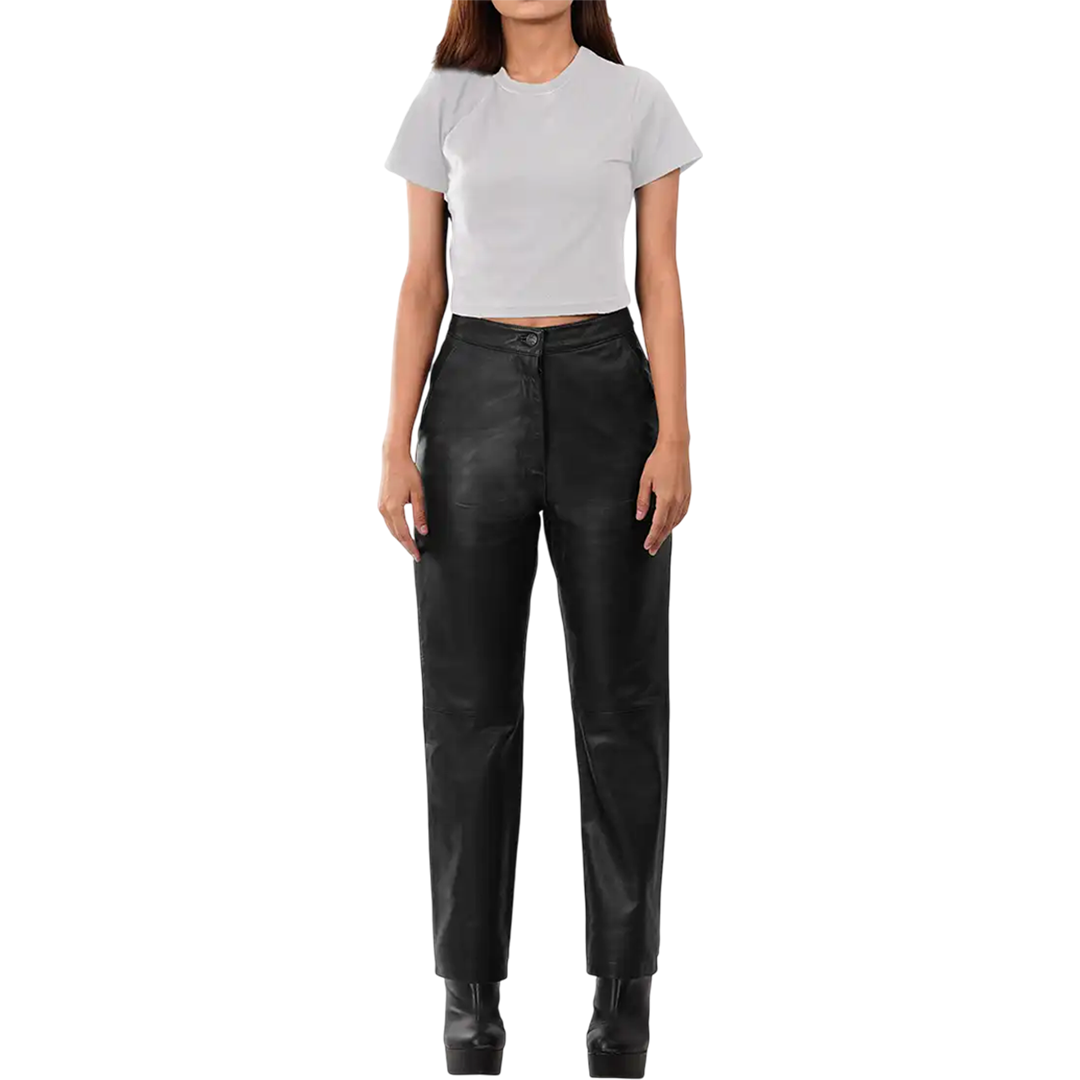 Myrna Women's Black Fitted Leather Pants