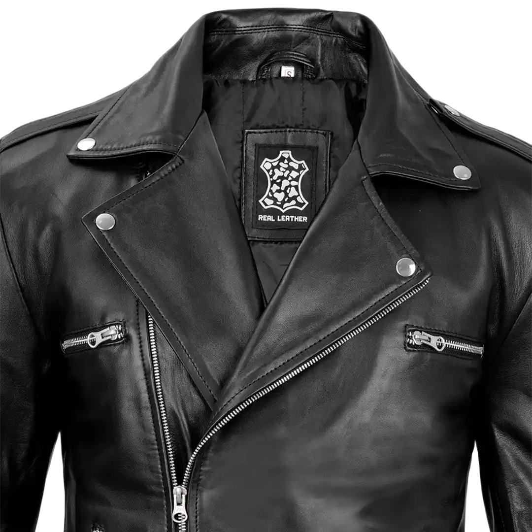 Negan Men's Black Leather Biker Jacket