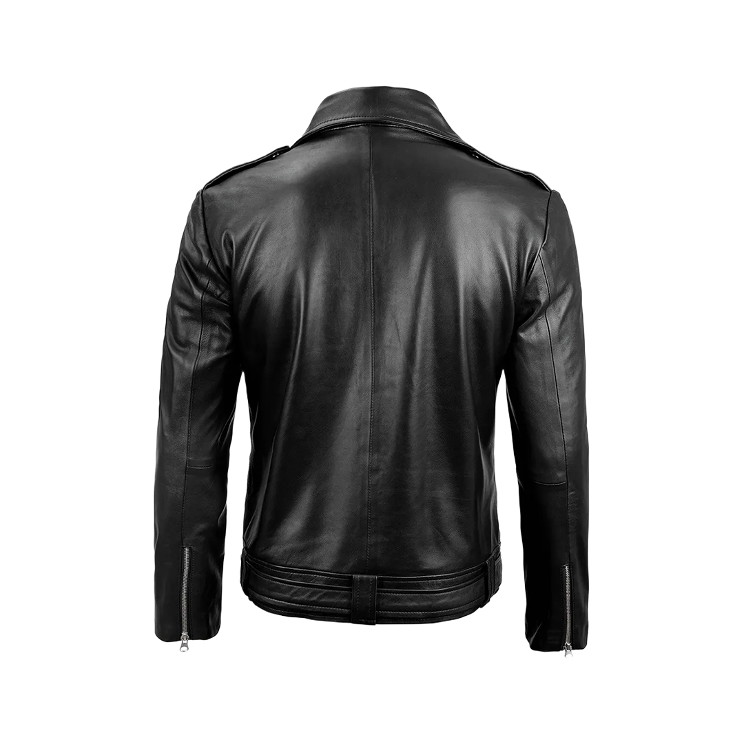 Negan Men's Black Leather Biker Jacket
