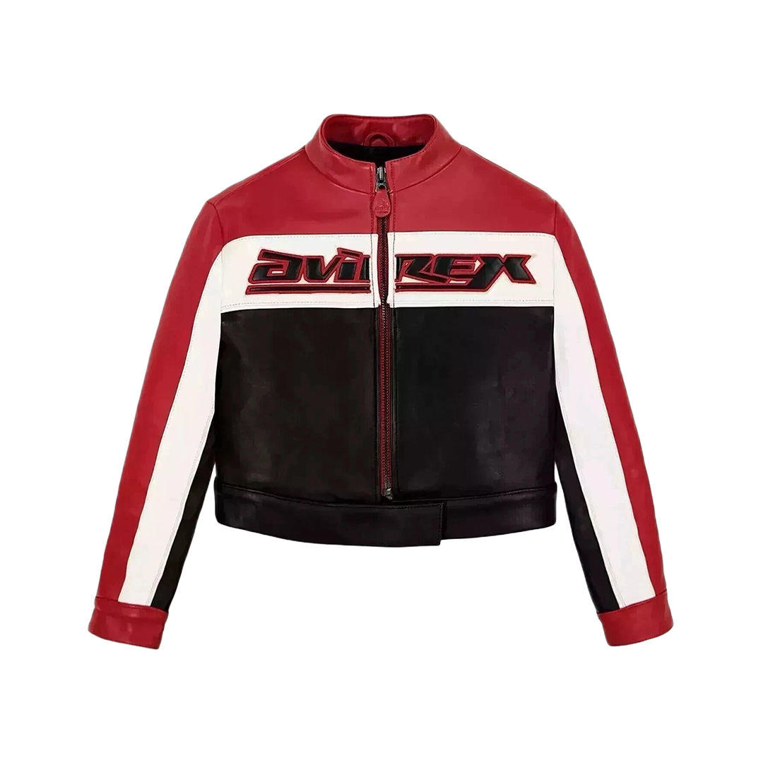 NEW Avirex Cropped Women's Moto Racing Leather Jacket NWT