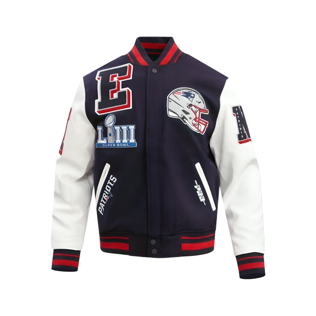 New England Patriots Mashup Men's Rib Wool Varsity Jacket