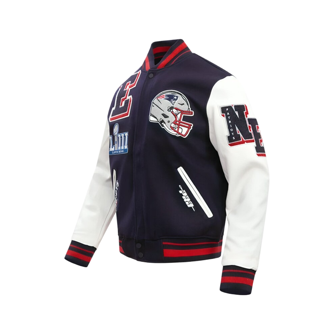 New England Patriots Mashup Men's Rib Wool Varsity Jacket