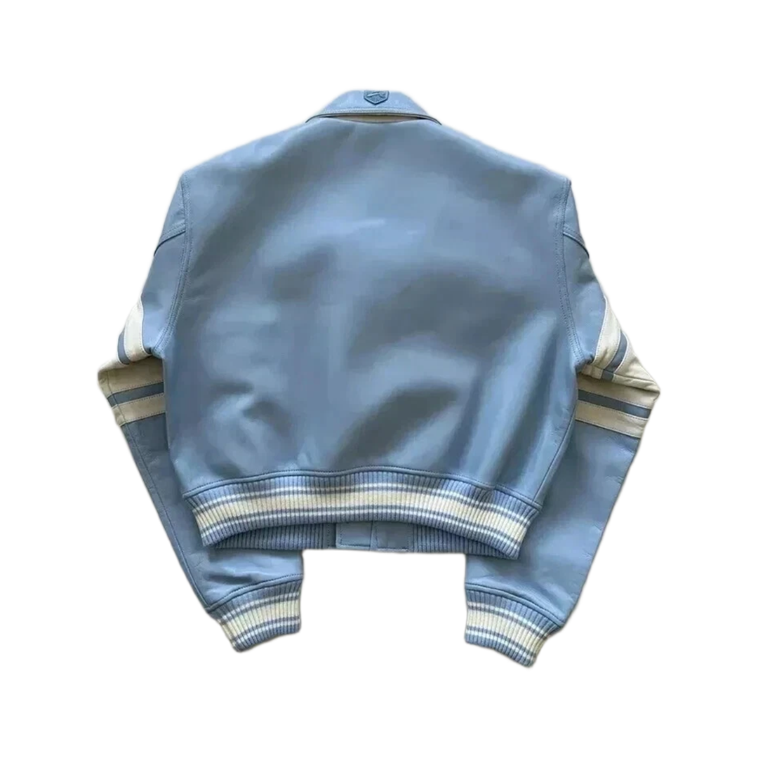 Women's Avirex Cropped Carolina Blue Leather Jacket NWT
