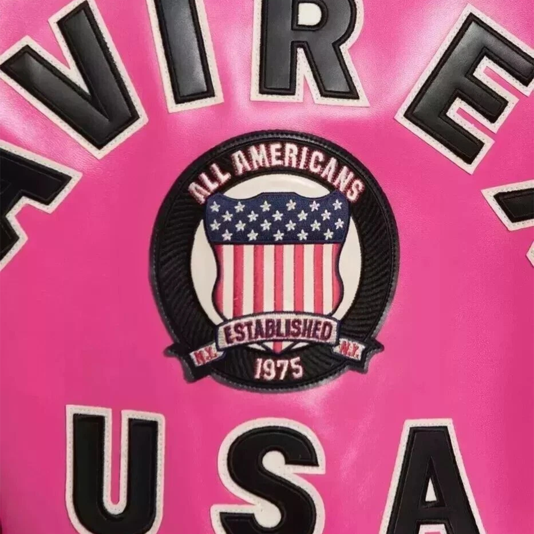 NEW Women's Pink Avirex Cropped Icon Leather Jacket
