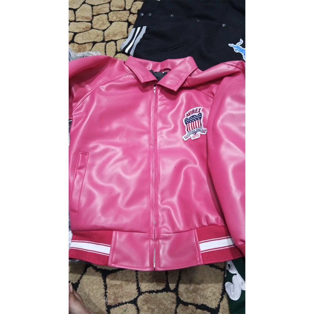 NEW Women's Pink Avirex Cropped Icon Leather Jacket