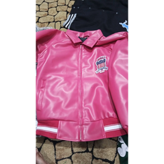 NEW Women's Pink Avirex Cropped Icon Leather Jacket