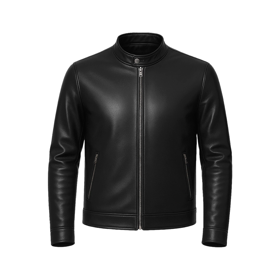 Owen Men's Black Real Leather Cafe Racer Jacket