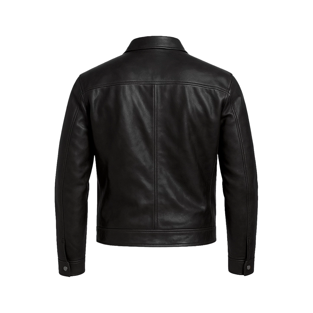 Owen Men's Black Real Leather Cafe Racer Jacket