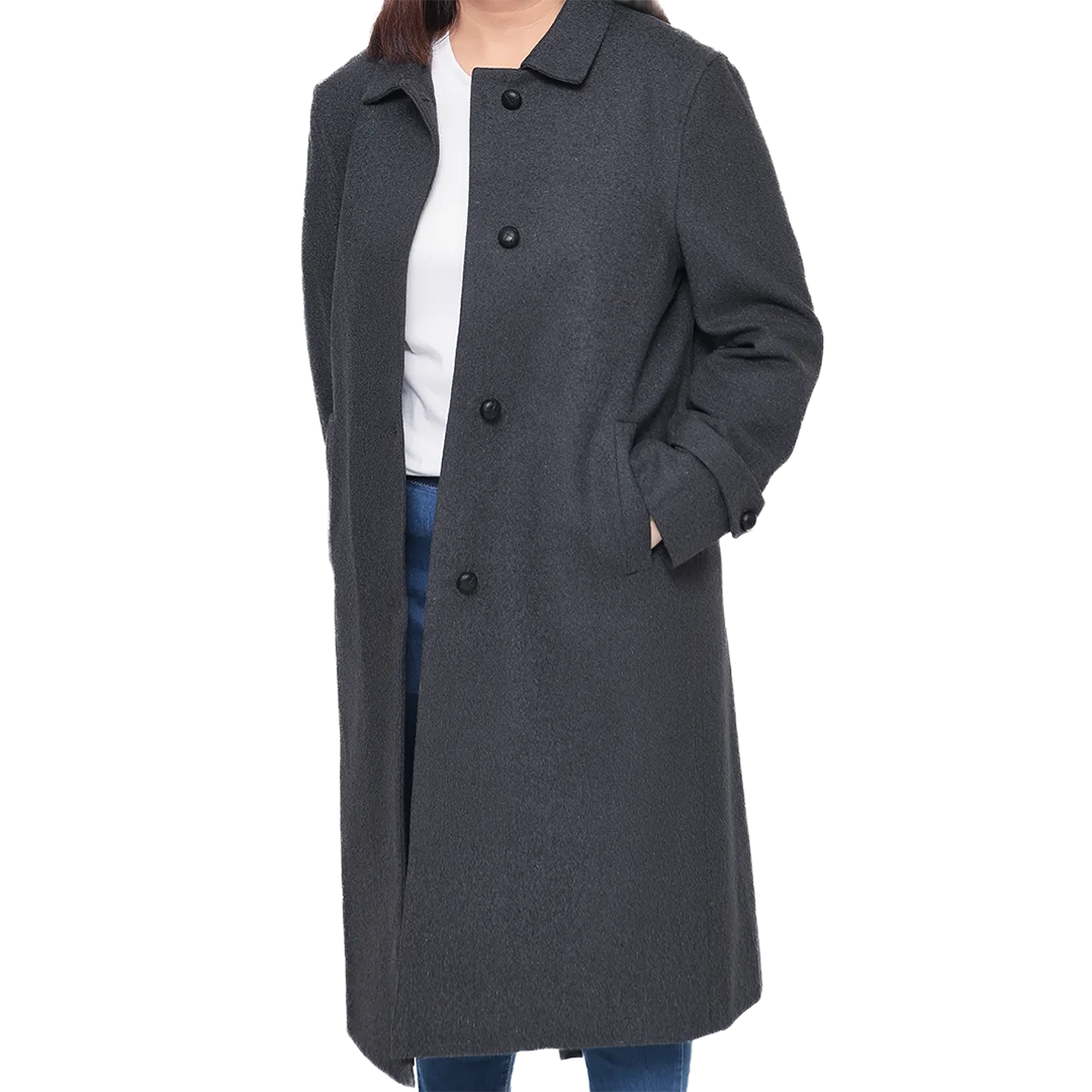 Patrice Women's Regular Fit Charcoal Grey Wool Coat