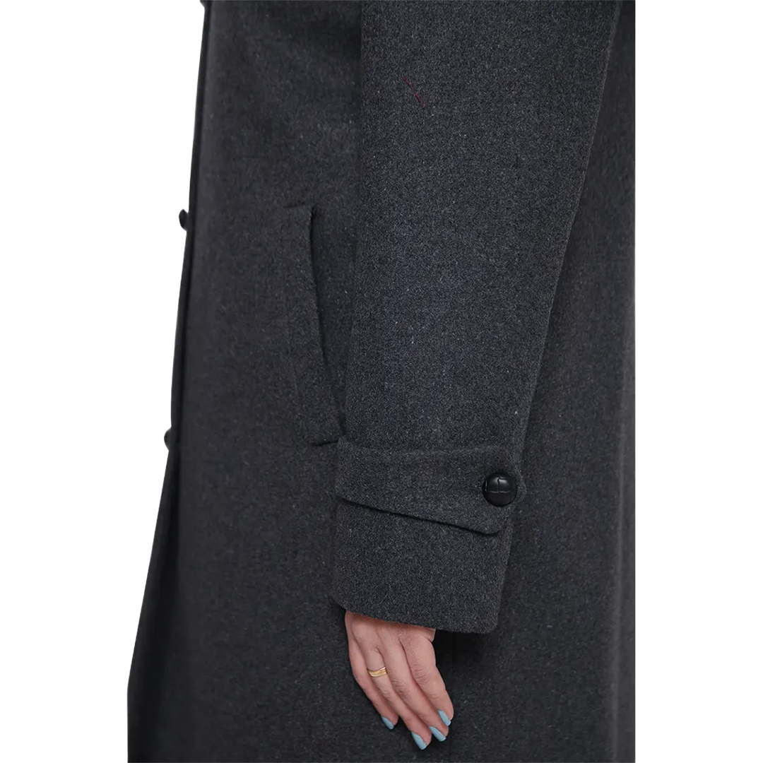 Patrice Women's Regular Fit Charcoal Grey Wool Coat