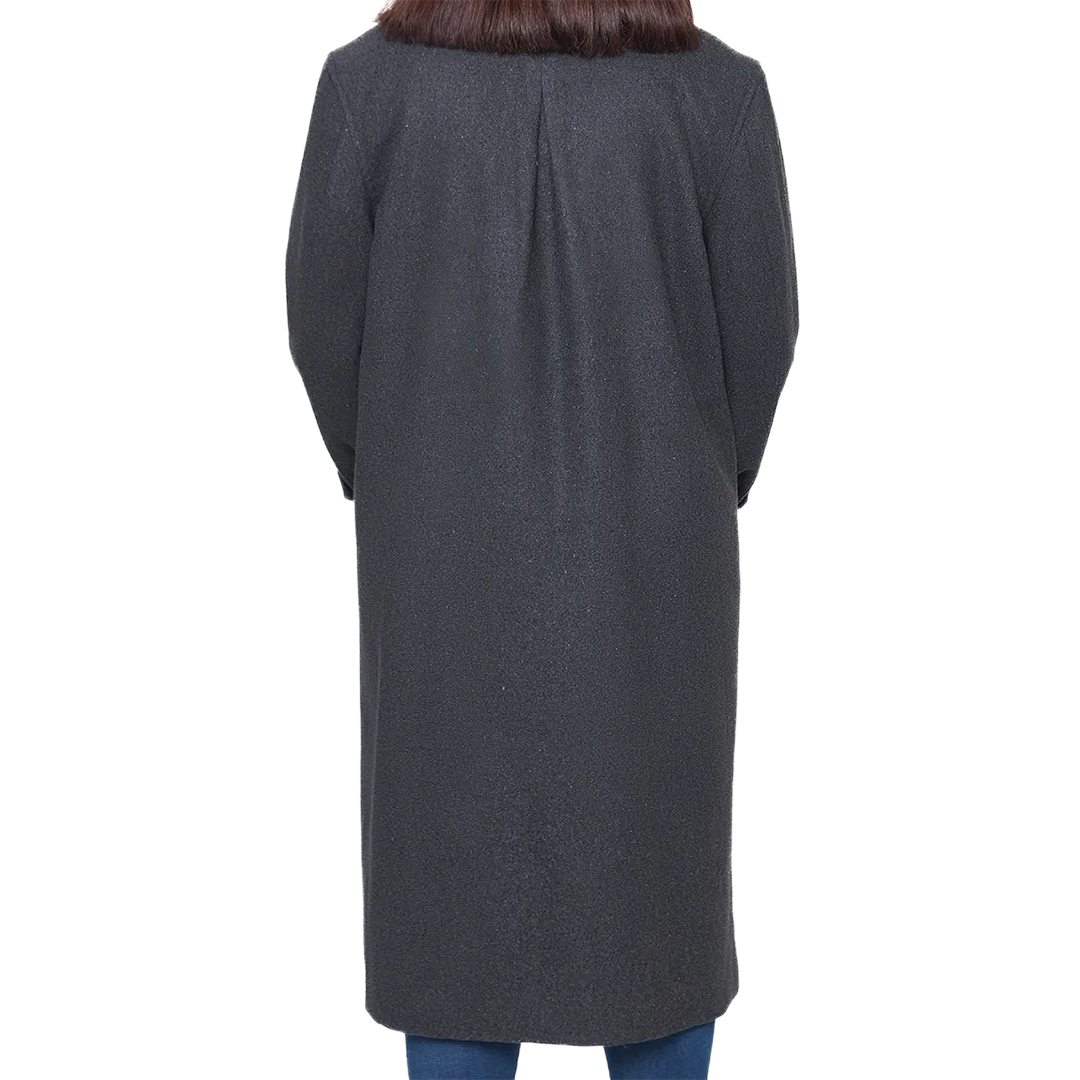 Patrice Women's Regular Fit Charcoal Grey Wool Coat