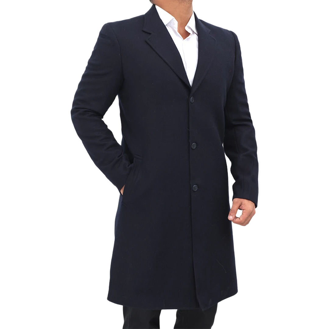 Paul Men's Dark Blue Long Wool Coat