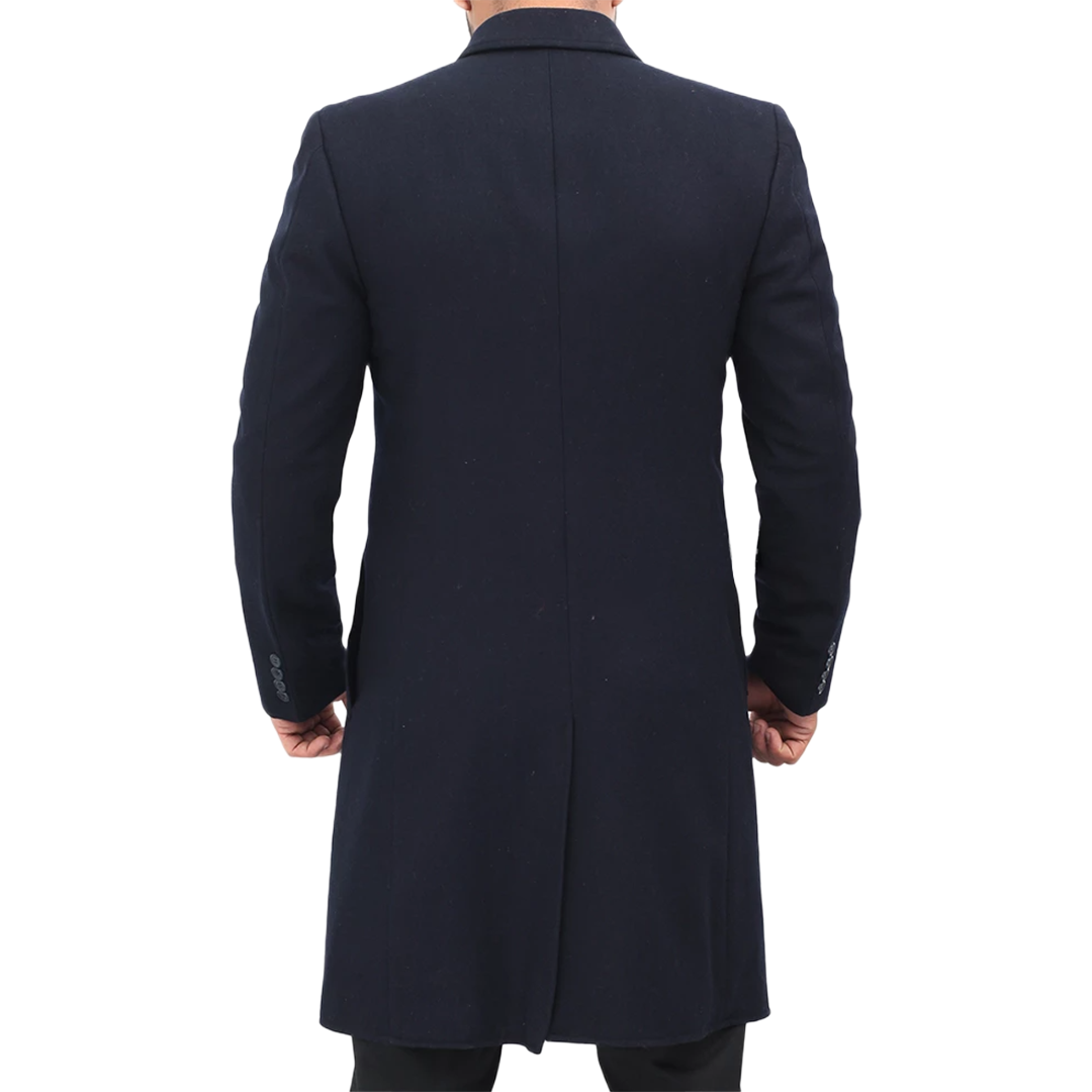 Paul Men's Dark Blue Long Wool Coat