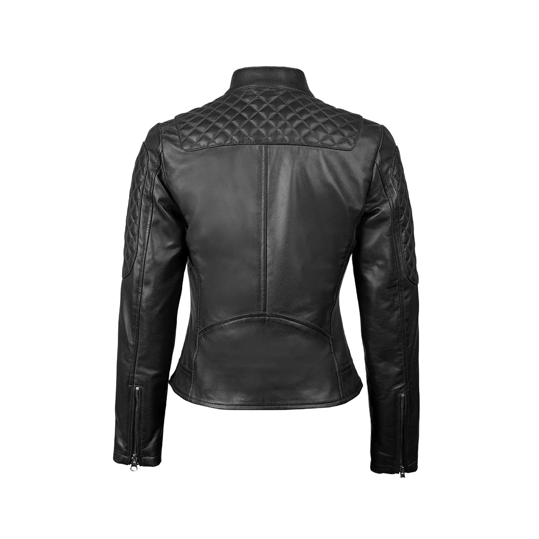 Pauline Women's Black Quilted Leather Biker Jacket