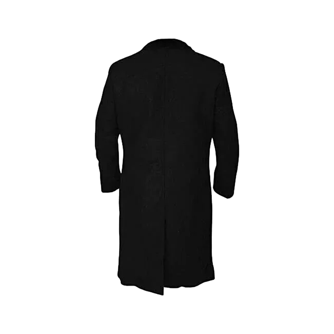 Peaky Blinders Men's Black Wool Trench Coat | Thomas Shelby Inspired Long Overcoat