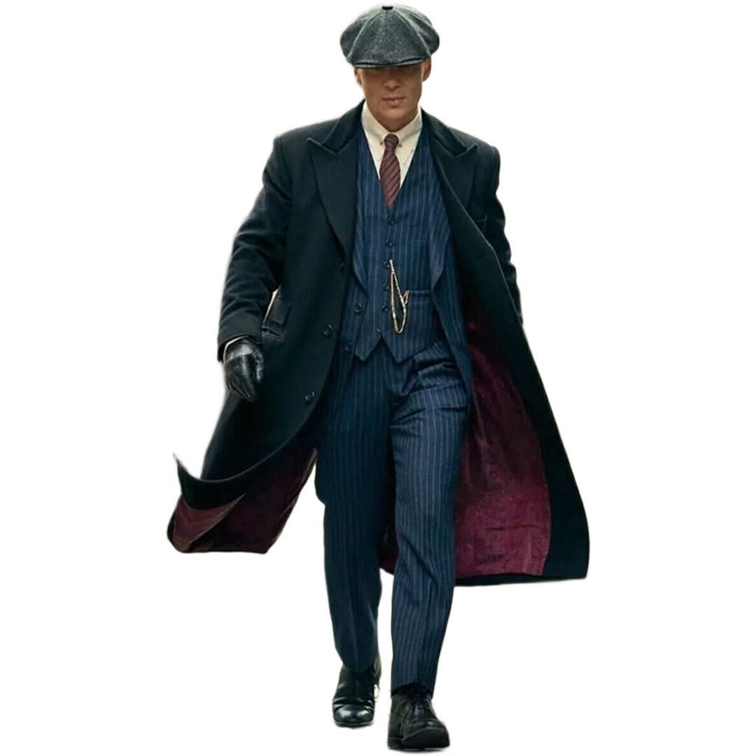 Peaky Blinders Men's Black Wool Trench Coat | Thomas Shelby Inspired Long Overcoat