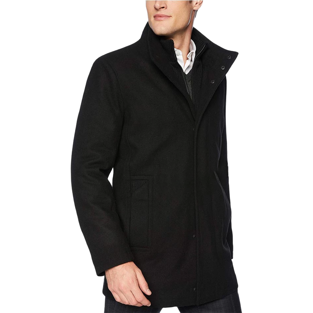 Rafferty Black Modern Fit Wool Coat for Men
