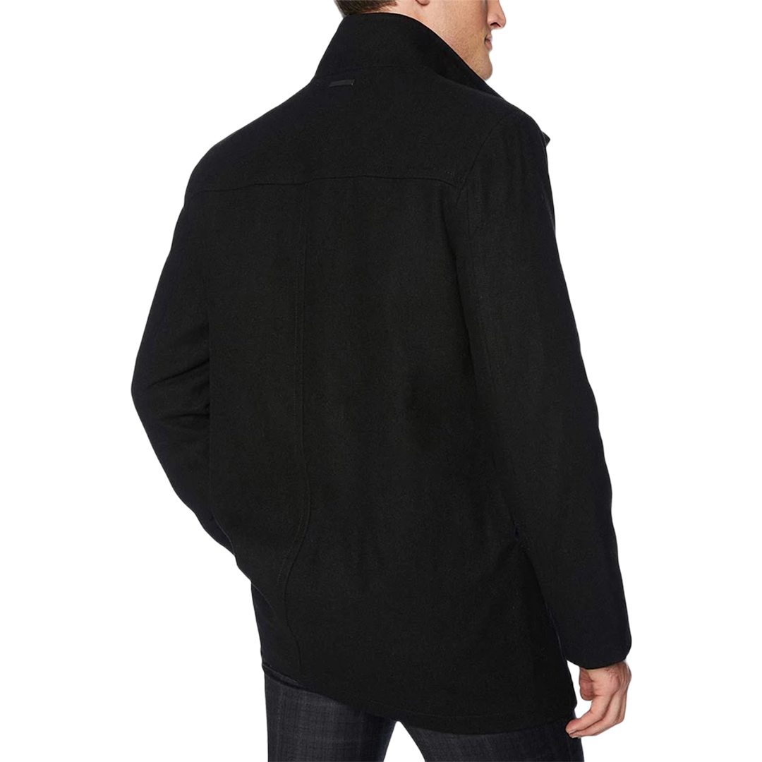 Rafferty Black Modern Fit Wool Coat for Men