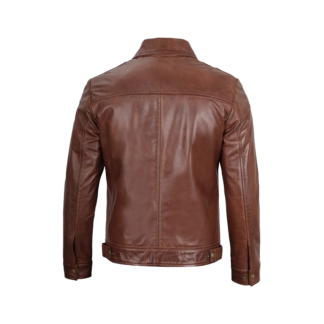 Reeves Men's Harrington Brown Real Leather Jacket