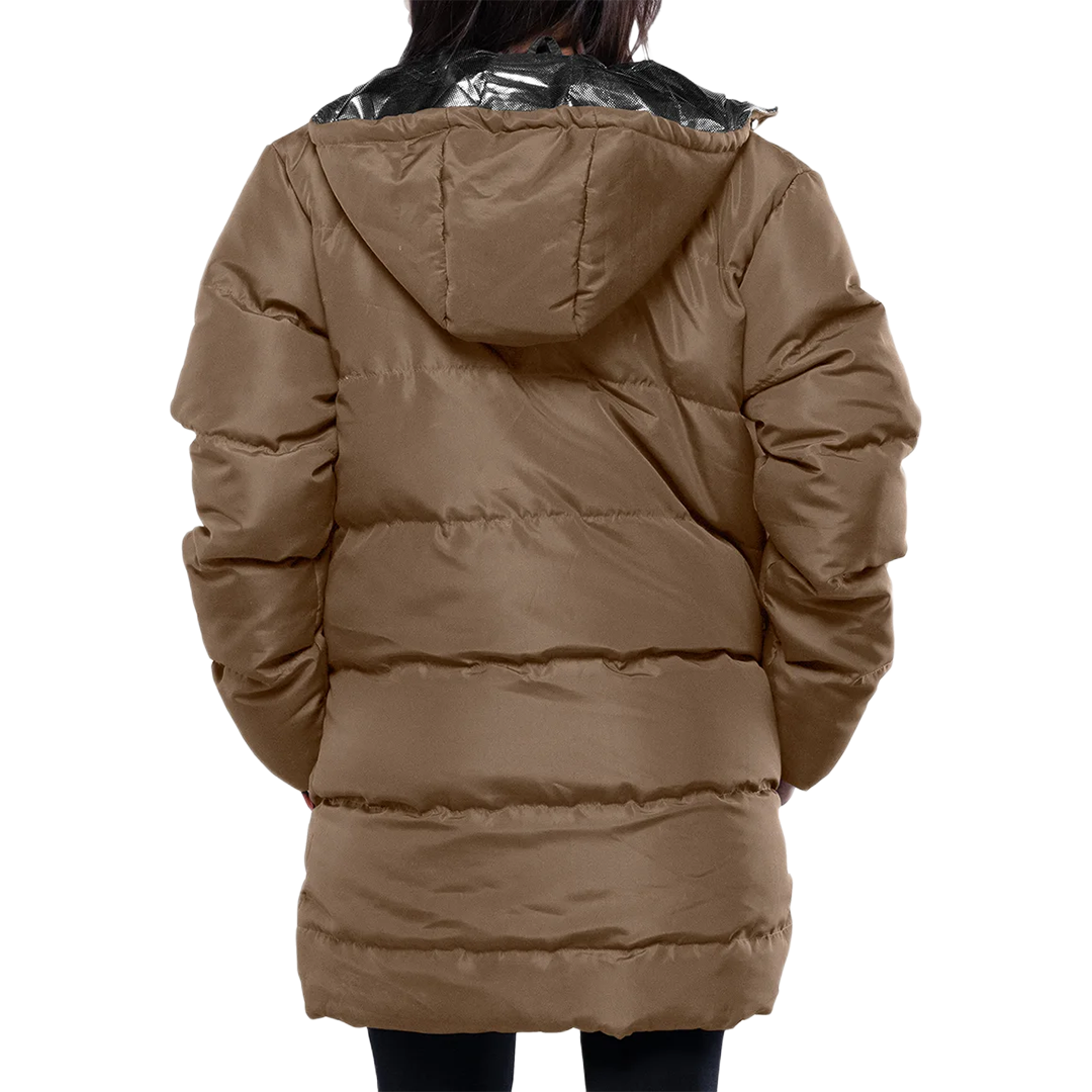 Reid Womens Beige Duck Down Hooded Puffer Coat