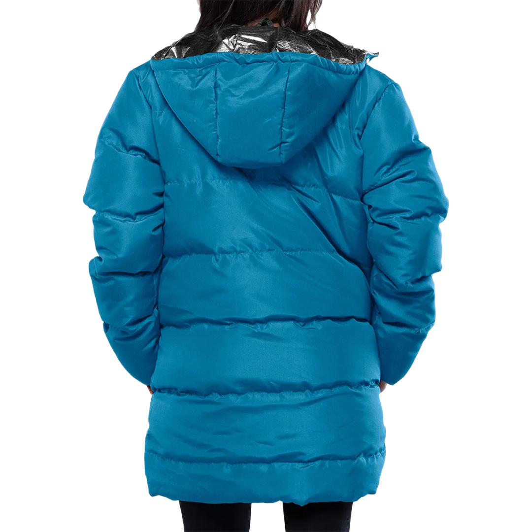Reid Womens Blue Duck Down Hooded Puffer Coat