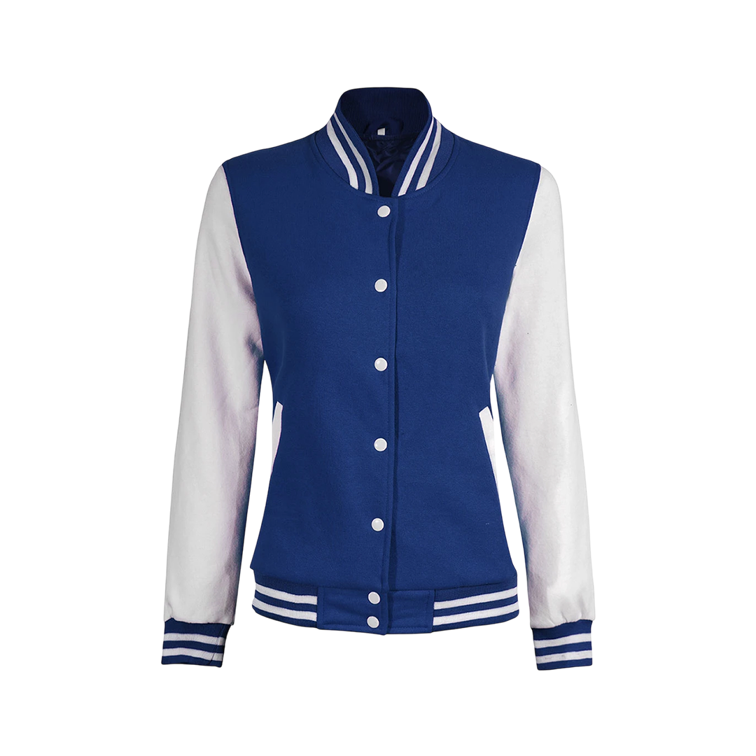 Royal Blue and White Womens Letterman Jacket - Bomber Style