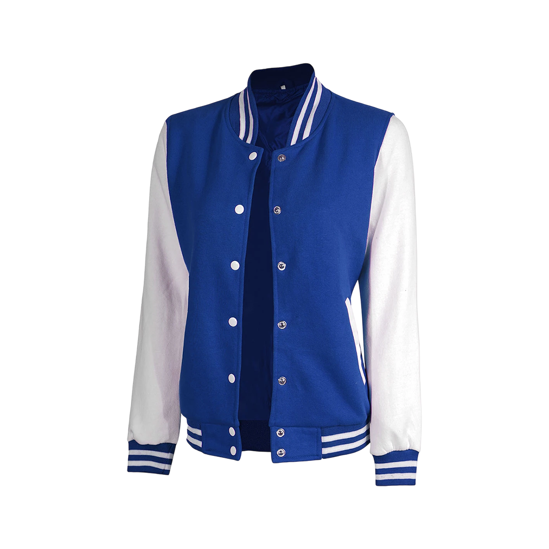 Royal Blue and White Womens Letterman Jacket - Bomber Style